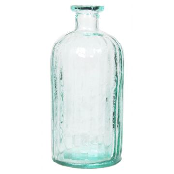 Glass bottle AYAKA with grooves, clear-blue, 8"/20cm, Ø3.3"/8,5cm
