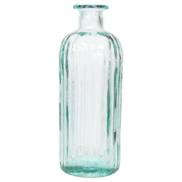 Glass bottle AYAKA with grooves, clear-blue, 11"/28cm, Ø4"/10cm