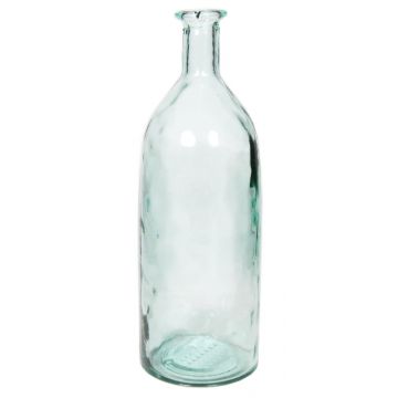 Decorative glass bottle HERMINIA, clear-blue, 14"/35cm, Ø4.7"/12cm