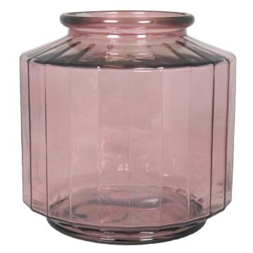 Decorative storage glass LOANA, clear-pink, 9"/23cm, Ø9"/23cm
