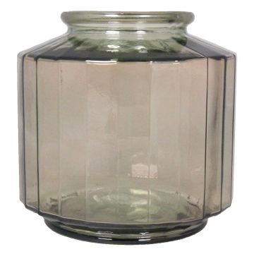 Decorative storage glass LOANA, clear-brown, 9"/23cm, Ø9"/23cm