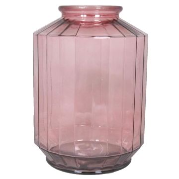 Decorative storage glass LOANA, clear-pink, 14"/35cm, Ø10"/25cm