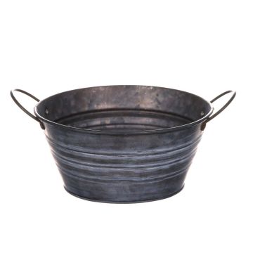 Small zinc tub KONNY with handles, grey-white, 3.5"/9cm, Ø7"/18cm