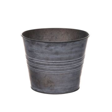 Round zinc pot MICOLATO with grooves, grey, 6"/16cm, Ø8"/20,5cm