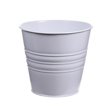 Round zinc pot MICOLATO with grooves, white, 6"/16cm, Ø8"/20,5cm