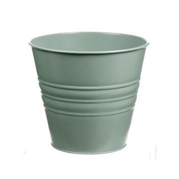 Round zinc pot MICOLATO with grooves, jade green, 5.1"/13cm, Ø6"/15,5cm