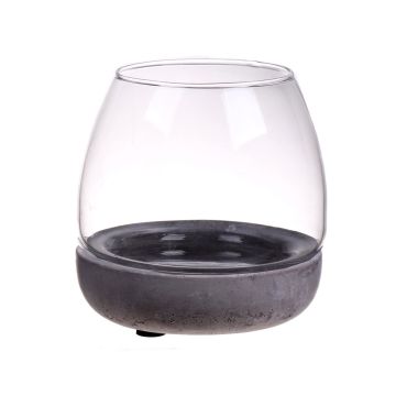 Glass table light TONDA with concrete coaster, clear, 4.7"/12cm, Ø 5"/13cm