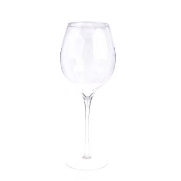 Big wine glass vase ROGER AIR on stand, XXL size, clear, 24"/60cm, Ø9"/23cm