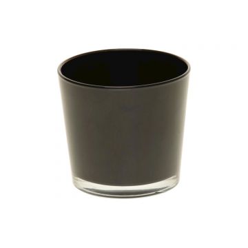 Candle glass ALENA, black, 3.7"/9,5cm, Ø4.5"/11,5cm