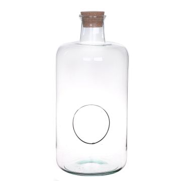 Glass terrarium ALDRIN with cork lid, eco glass, clear, 17"/43cm, Ø 8"/20cm