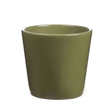 Planter GIENAH, ceramic, green, 4.9"/12,5cm, Ø5.3"/13,5cm