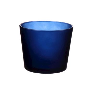Candle glass ALENA FROST, blue matt, 3.7"/9,5cm, Ø4.5"/11,5cm
