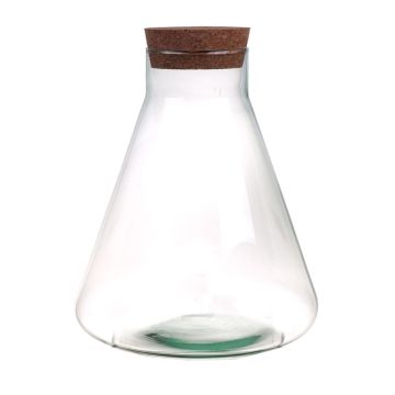 Storage jar JANTO, brown cork lid, clear, 10"/25,5cm, Ø9"/22cm