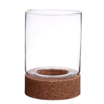 Candle glass BERRO with cork base, clear, 8"/20cm, Ø6"/15cm
