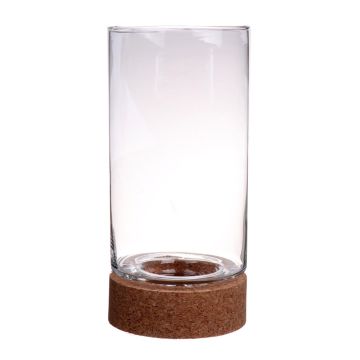 Candle glass BERRO with cork base, clear, 12"/30cm, Ø6"/15cm