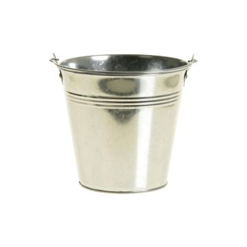 Zinc bucket DEVIS with handle, silver, 5.3"/13,5cm, Ø6"/15,5cm