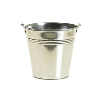 Zinc bucket DEVIS with handle, silver, 6"/16cm, Ø8"/20cm