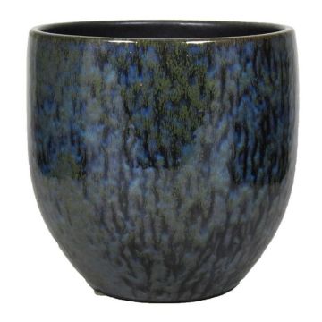 Planter ELIEL in ceramic, speckled, green-blue, 9,5"/24cm, Ø9,5"/24cm