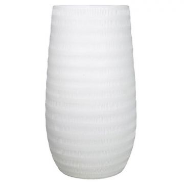 Ceramic plant vase TIAM with grooves, white-matt, 20"/50cm, Ø10"/26cm