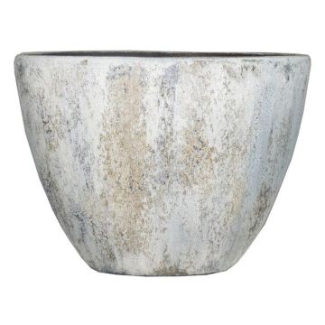 Oval ceramic planter MORTAZA with texture, blue-beige, 12"x5"x8"/31x13x20cm