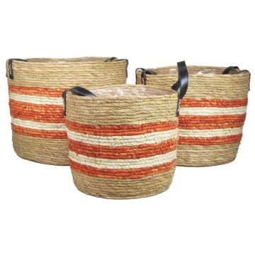 Plant basket ANJULICA, 3 pieces, orange-beige, 9,5"-12,5"/24-32cm, Ø11"-14"/28-36cm