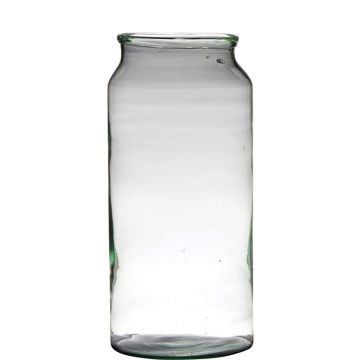 Glass vase QUINN EARTH, recycled, clear-green, 15"/39cm, Ø7.5"/19,1cm