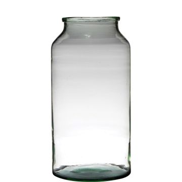 Glass vase QUINN EARTH, recycled, clear-green, 17"/42,5cm, Ø9"/22,6cm