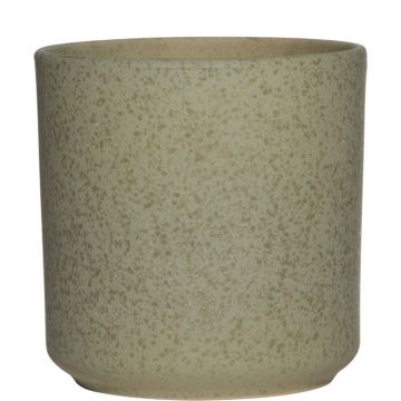 Ceramic flower pot ARAYA, speckled, green, 6"/15cm, Ø6"/15cm