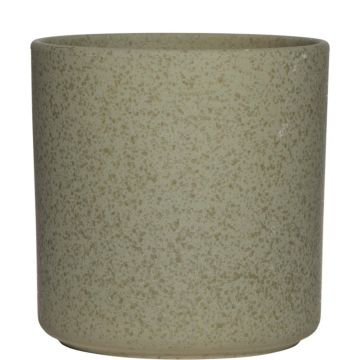 Ceramic flower pot ARAYA, speckled, green, 6.7"/17cm, Ø6.7"/17cm