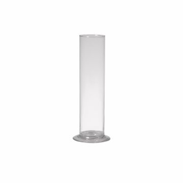 Single flower vase ABIRAMY made of glass, pedestal, clear, 10"/25cm, Ø2.4"/6cm