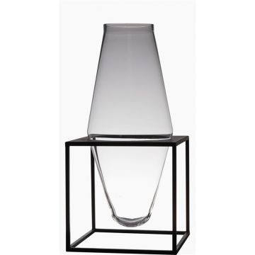 Glass floor vase CHINAJA with metal stand, clear, 24"/61cm, Ø11"/29cm