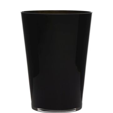 Conical flower vase ANNA EARTH made of glass, black, 12"/30cm, Ø9"/22cm