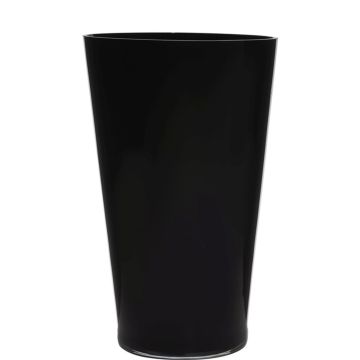 Conical flower vase ANNA EARTH made of glass, black, 16"/40cm, Ø10"/25cm