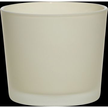 Maxi tealight jar ALENA FROST, beige matt, 3.5"/9cm, Ø4"/10cm