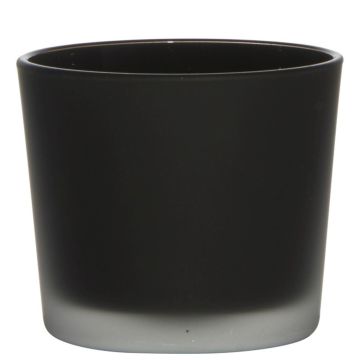 Maxi tea light jar ALENA FROST, black matt, 3.5"/9cm, Ø4"/10cm
