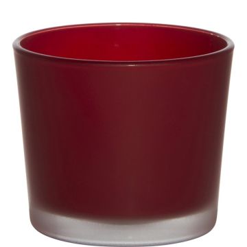 Maxi tealight jar ALENA FROST, red matt, 3.5"/9cm, Ø4"/10cm