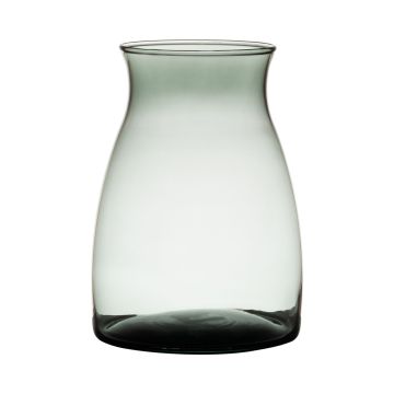 Glass flower vase MAISIE, grey-clear, 8"/20cm, Ø5.5"/14cm