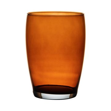 Round glass vase HENRY, orange-brown-clear, 8"/20cm, Ø5.5"/14cm
