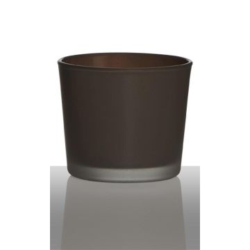 Maxi tealight jar ALENA FROST, brown matt, 3.5"/9cm, Ø4"/10cm