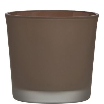 Glass plantpot ALENA FROST, brown matt, 4.3"/11cm, Ø4.5"/11,5cm