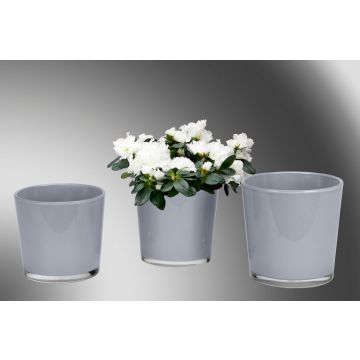 Glass planter ALENA, grey, 6.3"/16cm, Ø6.7"/17cm