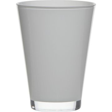Conical flower vase ANNA EARTH made of glass, white, 6"/15cm, Ø4.3"/11cm