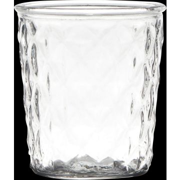 Votive glass IRYNA with diamond pattern, clear, 6"/15cm, Ø5.3"/13,5cm