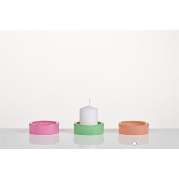 Glass candle plate ARBENITA, peach, 3cm, Ø9,5cm