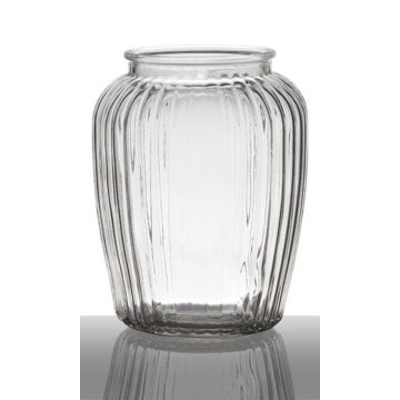 Votive glass NOLAN, vertical stripes, clear, 7.7"/19,5cm, Ø6.1"/15,5cm