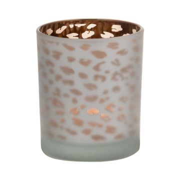 Votive glass SENGA, leopard pattern, matt-gold, 3.1"/8cm, Ø2.8"/7cm