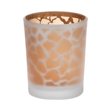 Votive candle holder SENGA, giraffe pattern, matt-gold, 2.6"/6,5cm, Ø2.2"/5,5cm