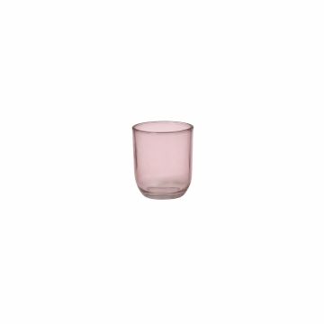 Tea light holder JOFFREY made of glass, pink, 3.1"/8cm, Ø2.8"/7cm