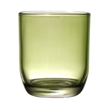 Tea light holder JOFFREY made of glass, green, 3.1"/8cm, Ø2.8"/7cm