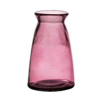 Flower vase TIBBY made of glass, pink clear, 5.7"/14,5cm, Ø3.7"/9,5cm